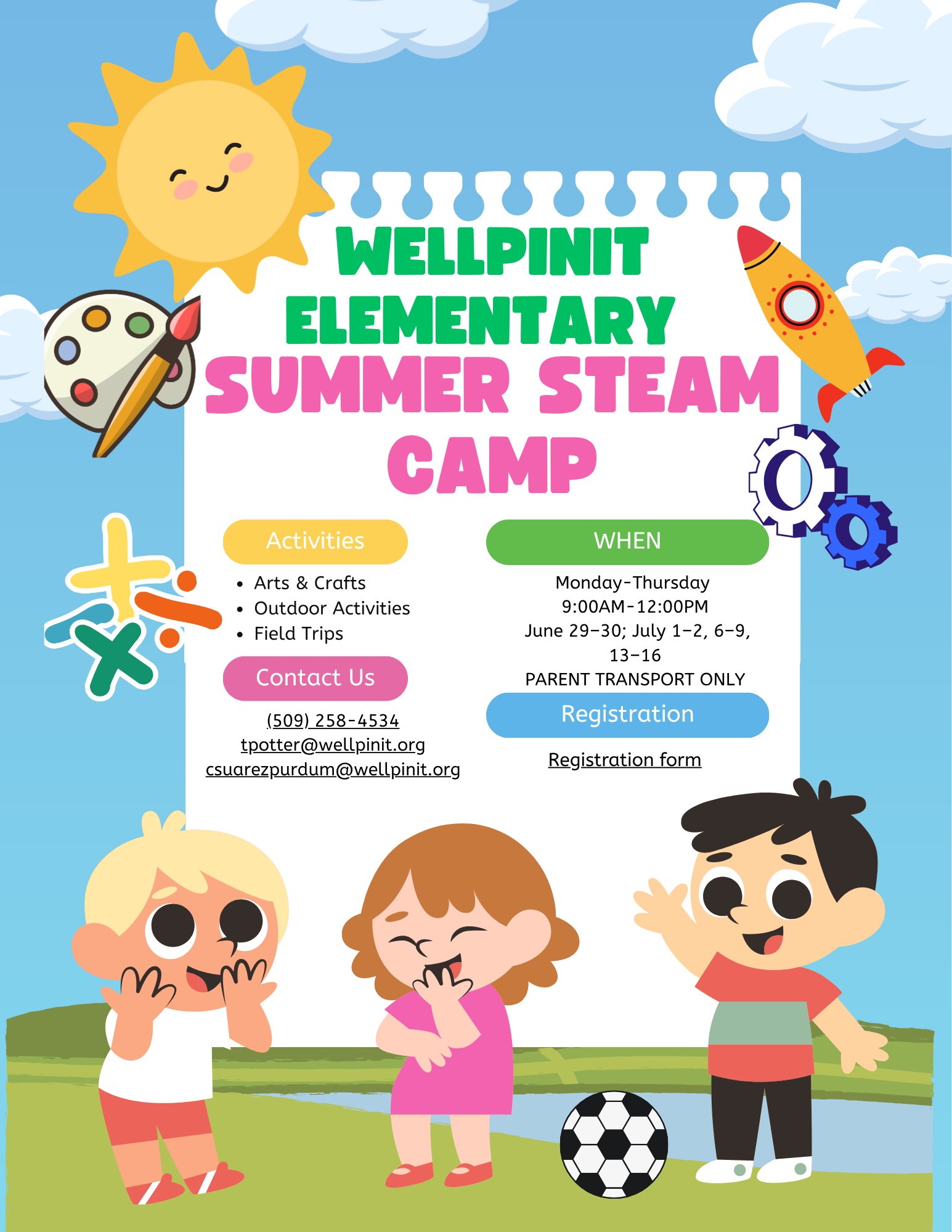 Flyer for Elementary STEAM camp